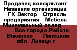 Продавец-консультант › Название организации ­ ГК Вектор › Отрасль предприятия ­ Мебель › Минимальный оклад ­ 15 000 - Все города Работа » Вакансии   . Липецкая обл.,Липецк г.